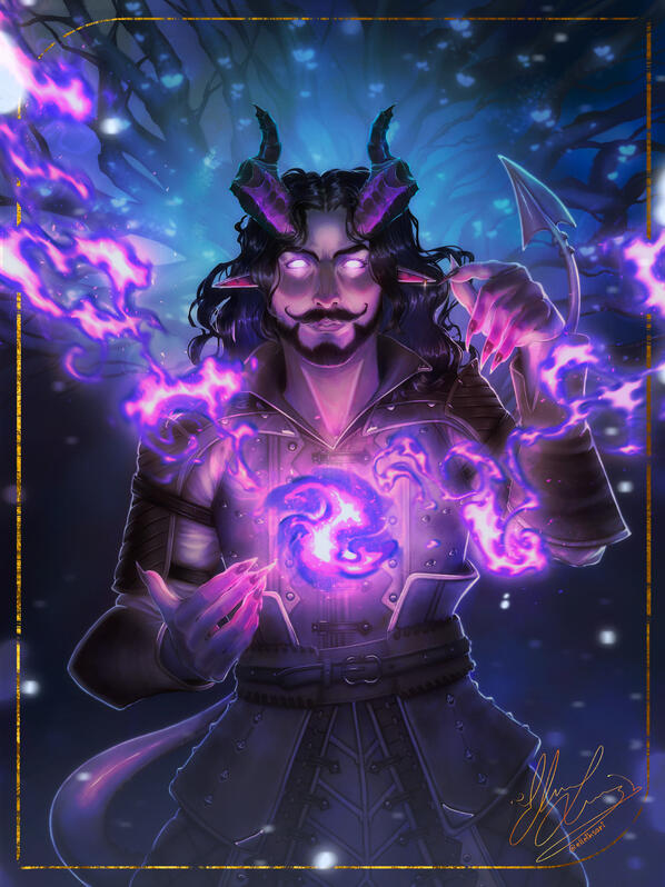Commission of a tiefling warlock for a D&amp;D Campaign